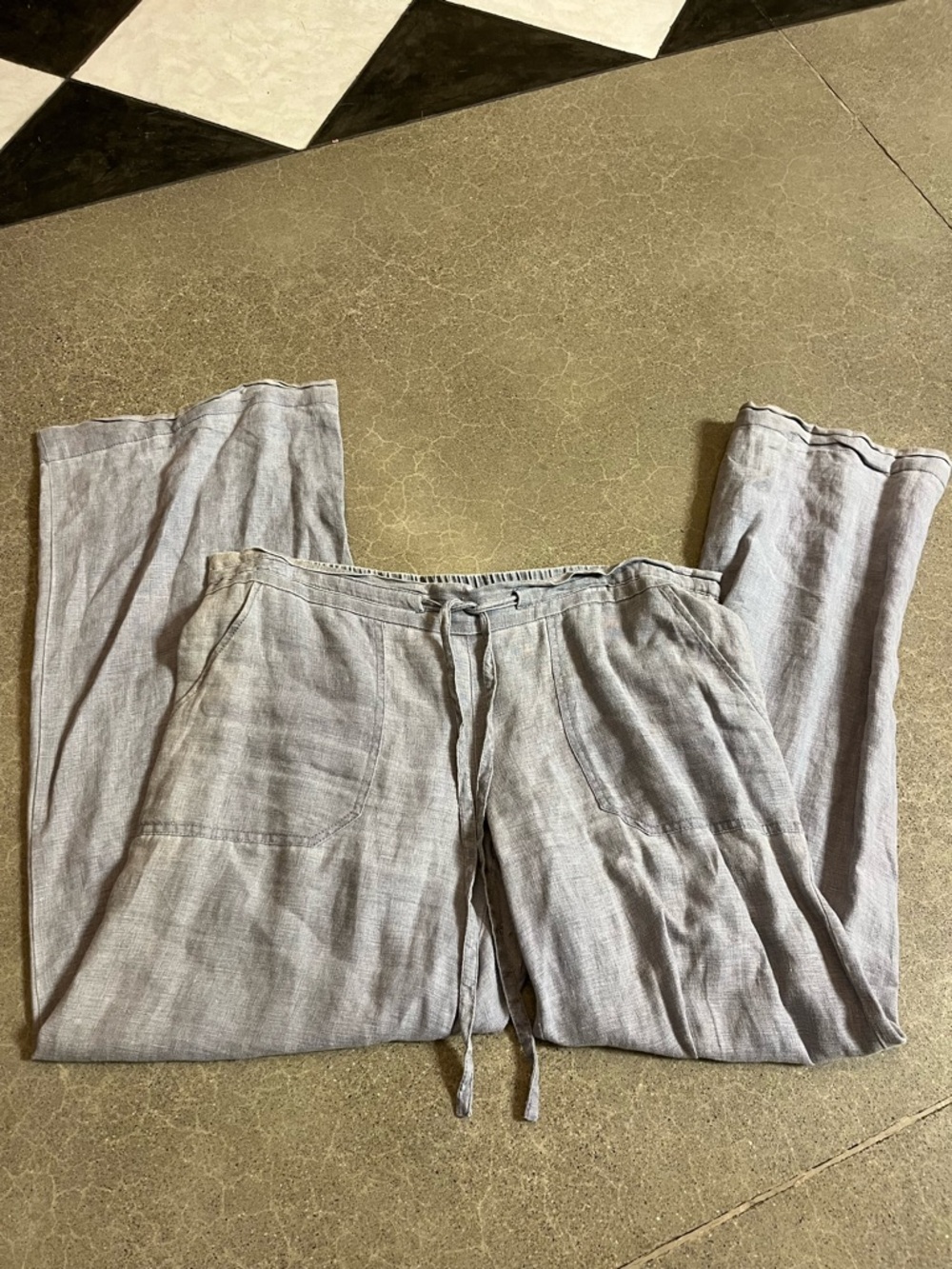 Stem Gray Linen Drawstring Pants